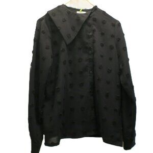 Peonia Women's Top Blouse Sheer Polka Dot Black Size M 6 NWT